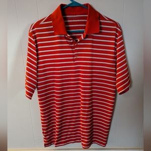 Nike Dri Fit Golf Polo Shirt Mens M Medium Red and White Striped